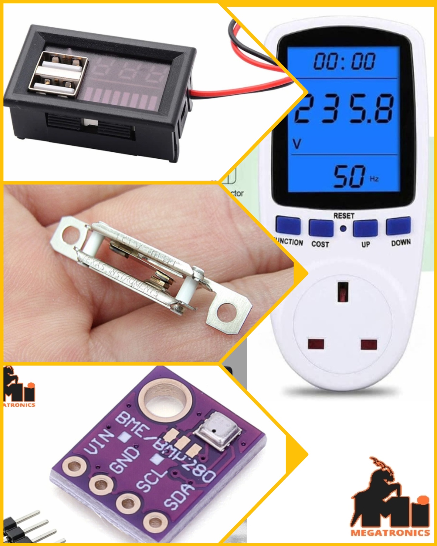 Display meters, temperature, voltage, current